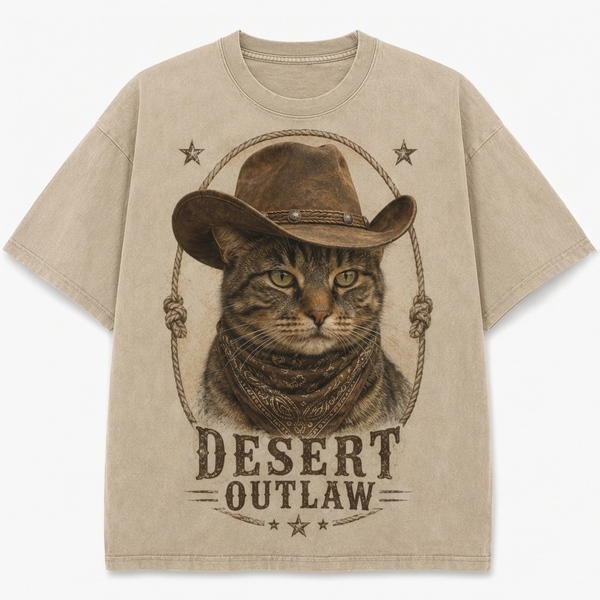 Desert Outlaw Tabby Cat Tee