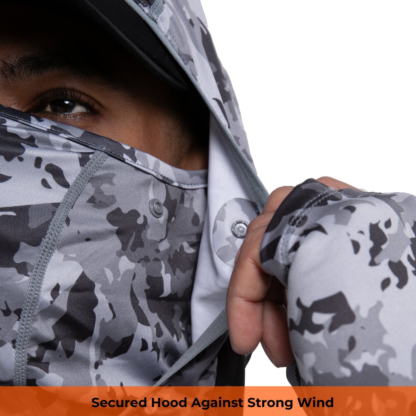 Performance Cooling Hoodie with Gaiter - Mix Print - Dark Grey