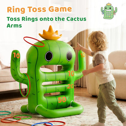 Funscape Kids Pool Toys, Inflatable Cactus Water Toss Game, Outdoor Backyard Play w/6 Rings 6 Discs, Swimming Floating Toy Summer Beach Yard Family Fun Party Gift 3 4 5 6 7 8 12 Year Old Boy Girl Teen