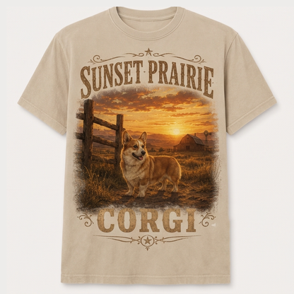 Sunset Prairie Corgi Tee