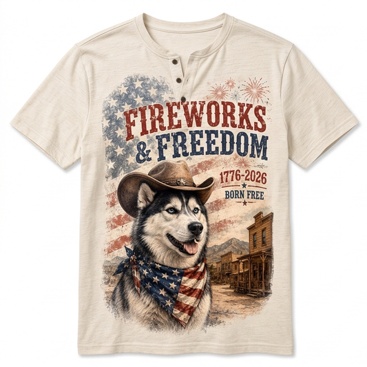 Fireworks & Freedom Husky Henley Tee