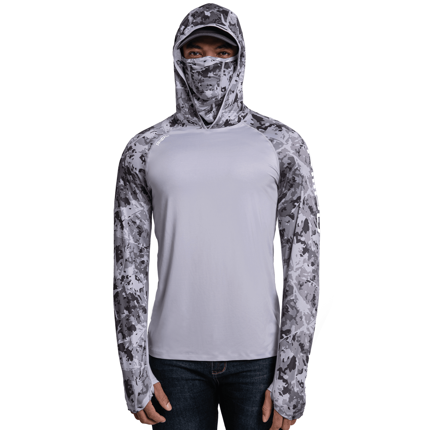 Performance Cooling Hoodie with Gaiter - Mix Print - Light Grey