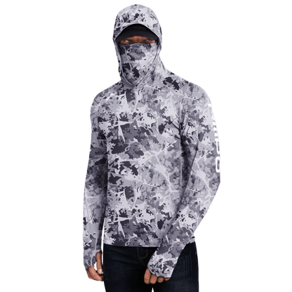 Performance Cooling Hoodie with Gaiter - Full Print - Light Grey