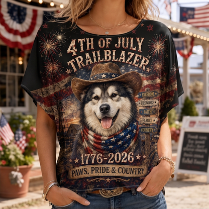 4th of July Trailblazer Husky Fireworks Top - Oversized Patriotic Graphic T-Shirt